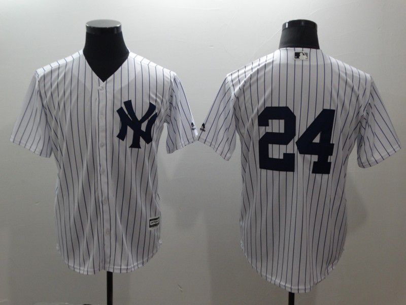 Men New York Yankees 24 No name White stripes Game MLB Jerseys
